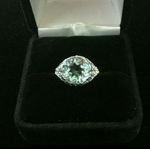 Blue Topaz Art-Deco Ring